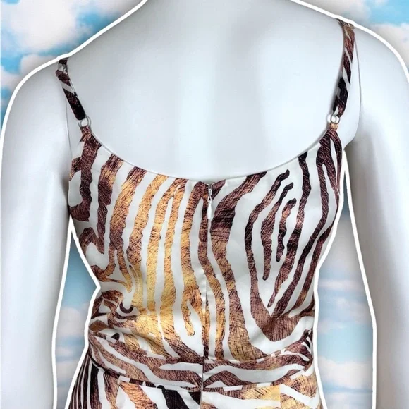 DRESS THE POPULATION Briella Zebra Print Mini Dress Cocktail Party Jungle Safari - Picture 9 of 15